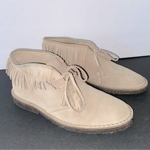 J. Crew Suede Fringed MacAlister Ankle Boot Womens 9 Beige 25486 Moccasin BOHO